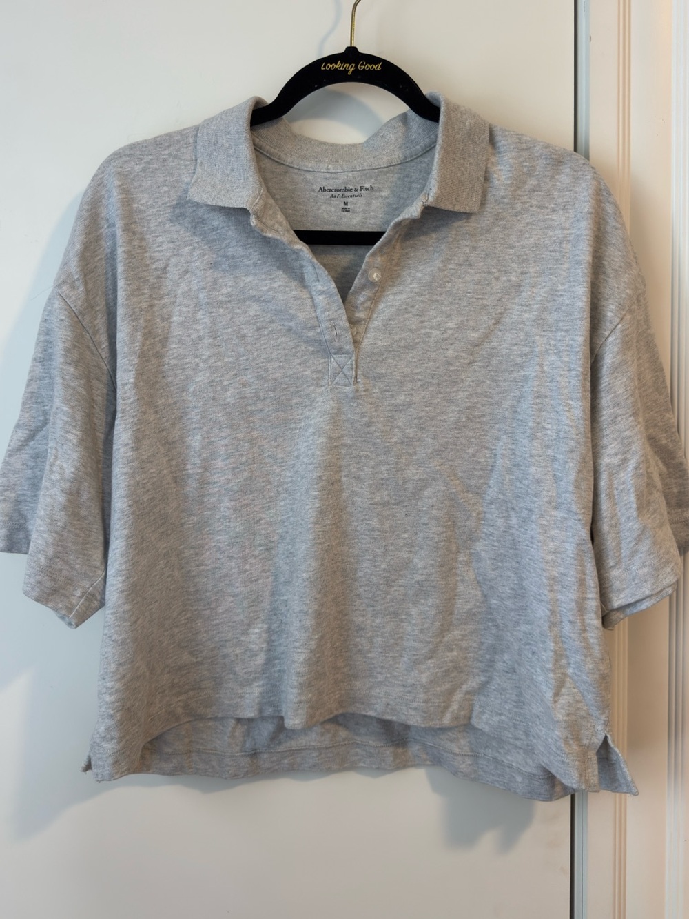 Abercrombie & Fitch Light Gray Cropped Polo Shirt